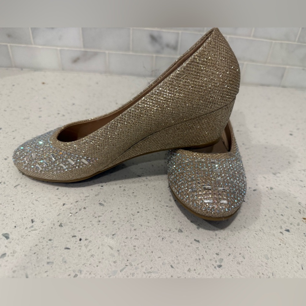 Forever 21 Gold Rhinestone Wedge Ballet Flats